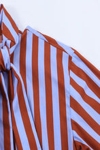 Load image into Gallery viewer, Bow neck striped button up top
