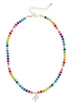 Load image into Gallery viewer, CANVAS- Ruthie Rainbow Beaded Mini Initial Necklace
