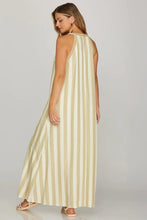Load image into Gallery viewer, Taupe striped woven maxi dress with pockets

