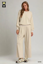 Load image into Gallery viewer, UMGEE -LUXEKNIT collection elegant Ecru wide leg two piece set
