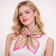 Polka Dot Printed Square Silky Satin Bandana Scarf