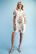 Load image into Gallery viewer, Pink Floral print notch neck dress
