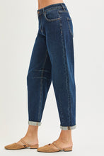 Load image into Gallery viewer, PLUS RISEN JEANS- Slouchy Cropped Barrel textured jeans PG21300 Dark
