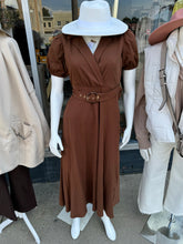 Load image into Gallery viewer, MOCHA coffee days- Midi length toffee belted dress
