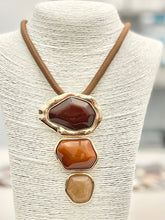 Load image into Gallery viewer, PENDANT - 3-Tier Stone Pendant (brown) NK553
