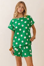 Load image into Gallery viewer, Plus Polka Dot two piece shorts Heather Kelly green Set
