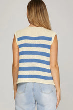 Load image into Gallery viewer, Lara- Boxy blue striped sweater vest
