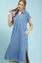 Load image into Gallery viewer, UMGEE- Denim collar neck midi length denim dress
