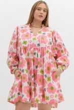 Load image into Gallery viewer, PLUS IZET- Pink fun Floral combo babydoll dress with  pockets
