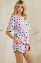 Load image into Gallery viewer, Lavender/Green Polka dot relaxed fit set
