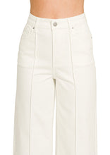 Load image into Gallery viewer, High waist winter white wide leg pintuck jeans
