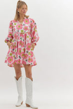 Load image into Gallery viewer, IZET- Pink fun Floral combo babydoll dress with  pockets
