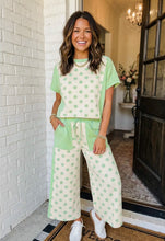 Load image into Gallery viewer, Summer Day- Green polka dot two piece wide leg cropped pants set
