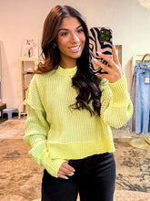 Load image into Gallery viewer, Aspen- Chunky Cropped lemon two tone brig &amp; cream sweater
