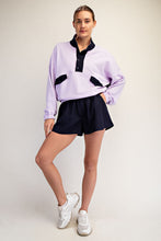 Load image into Gallery viewer, French Terry colorblock Lavender and Navy two piece set

