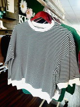 Load image into Gallery viewer, Black and white striped quarter sleeve top
