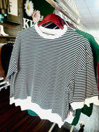 Black and white striped quarter sleeve top
