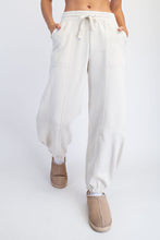 Load image into Gallery viewer, Two piece fleece lined off the shoulder sweatshirt with barrel sweatpants set
