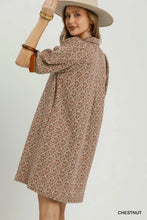Load image into Gallery viewer, UMGEE Geometric print chestnut half zip contrast dress
