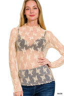 Nude see through layering top