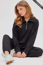 Load image into Gallery viewer, PLUS RILEY- Black Two piece set quarter zip pullover and jogger modal travel set
