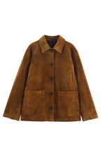 Load image into Gallery viewer, Camel Suede oversized collared jacket
