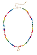 Load image into Gallery viewer, CANVAS- Ruthie Rainbow Beaded Mini Initial Necklace
