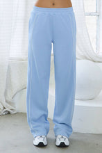 Load image into Gallery viewer, Powder blue French terry tracksuit set w/ piping trim and adjustable top
