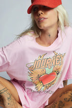 Load image into Gallery viewer, Journey Faithfully  Pink Oversized One Size Graphic Tee- Recycled Karma

