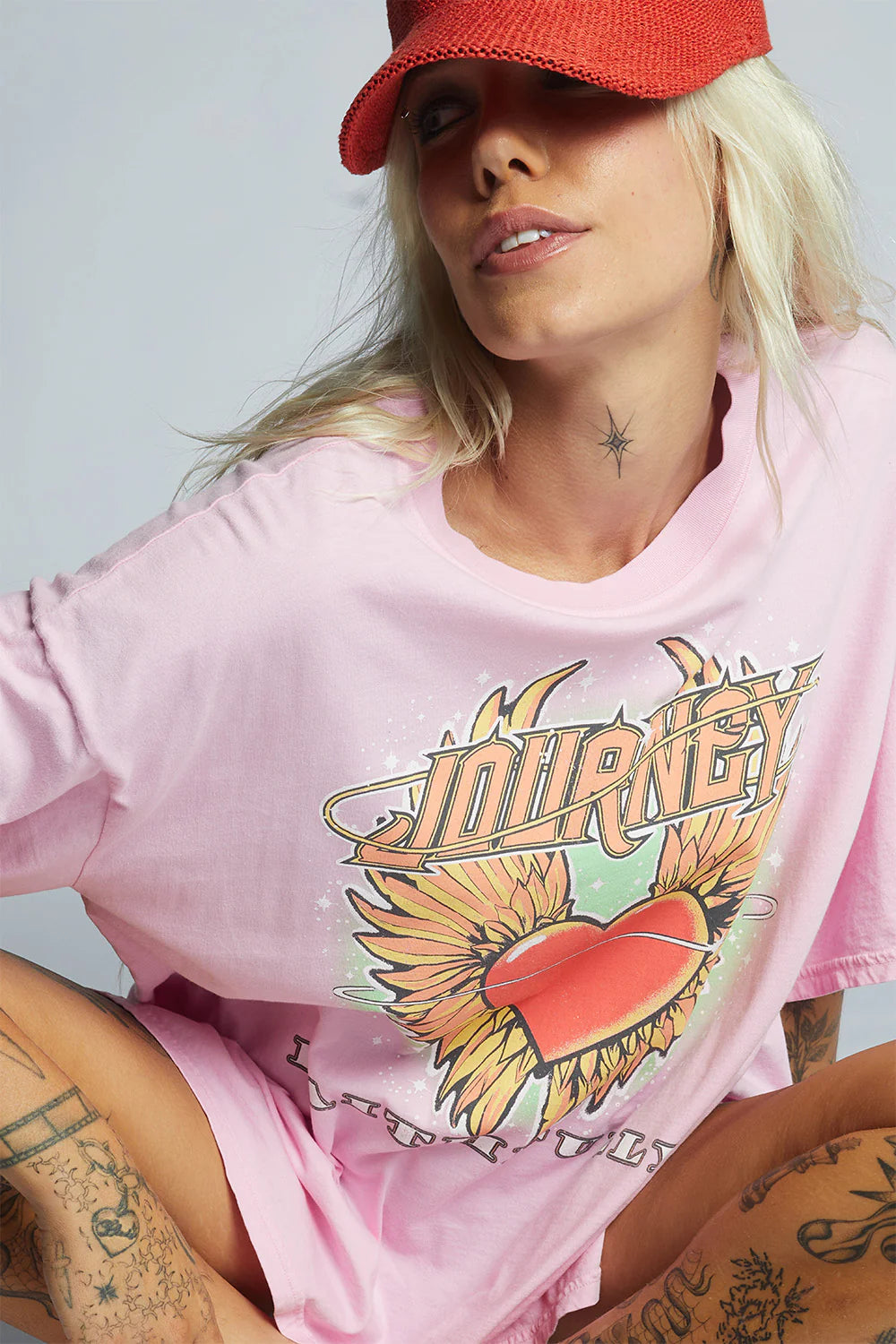 Journey Faithfully  Pink Oversized One Size Graphic Tee- Recycled Karma