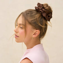 Load image into Gallery viewer, Black &amp; Chocolate Oversized Scrunchies
