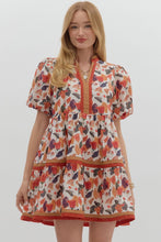 Load image into Gallery viewer, Paris-Fall Multicolor floral print contrast hem dress
