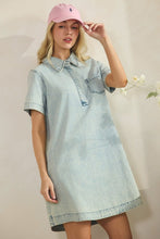 Load image into Gallery viewer, Vintage light wash denim shirt dress
