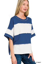 Load image into Gallery viewer, Chunky stripe navy boxy top
