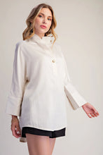 Load image into Gallery viewer, Ivory Stand Neck Button Placket Dolman Sleeves Shirt
