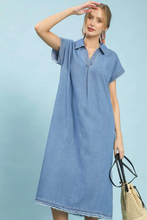 Load image into Gallery viewer, UMGEE- Denim collar neck midi length denim dress
