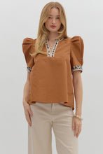 Load image into Gallery viewer, NALA - Camel animal print pipping detail top
