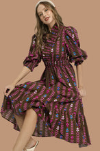 Load image into Gallery viewer, Plus Lala- Umgee Exclusive print Brown midi dress
