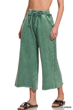Load image into Gallery viewer, Plus Washed dark green  fleece two piece cropped wide leg sweatsuit
