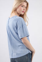 Load image into Gallery viewer, PLUS TARA- Designer inspired washed Blue pocket tee
