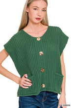 Load image into Gallery viewer, Green 4 gold button boxy vest
