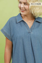 Load image into Gallery viewer, Plus Stone Washed Collared Denim Midi Dress
