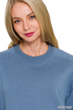 Load image into Gallery viewer, Morgan- Dusty Blue Ribbed side raglan sweatshirt
