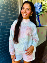 Load image into Gallery viewer, Floral quilted mock neck short set

