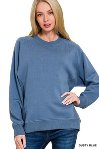 Morgan- Dusty Blue Ribbed side raglan sweatshirt