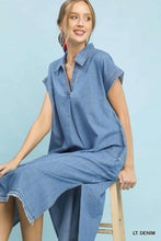 Load image into Gallery viewer, Umgee Denim raw hem midi length dress
