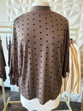 Load image into Gallery viewer, Mocha polka dot mock neck top
