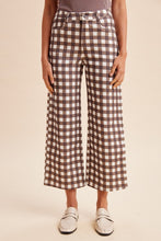Load image into Gallery viewer, Gingham print brown comfort stretch cropped denim pants
