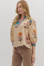 Load image into Gallery viewer, Fall Garden - Ecru fall esthetic Floral print top
