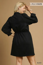 Load image into Gallery viewer, Plus TONYA- Black Luxeknit Zip-Up Mini Dress with Drawstring Waist
